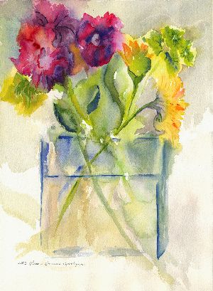 Glass Vase, Soft Flowers